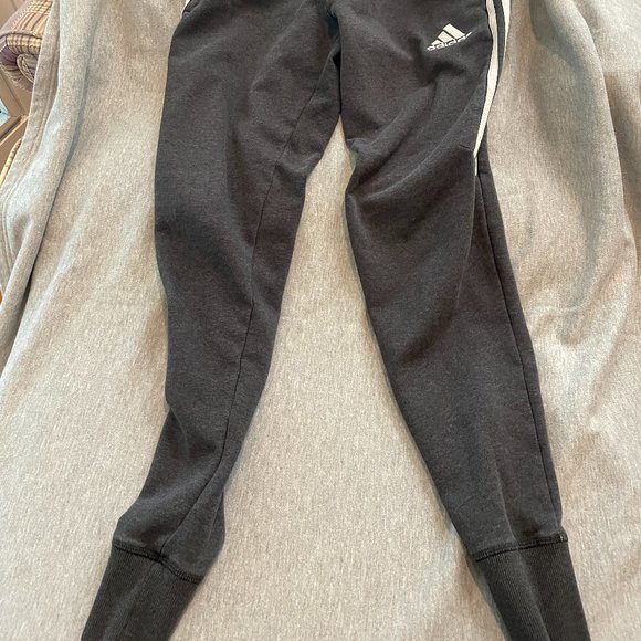 Adidas Size Small Grey/White Sweat Pants - Picture 2 of 4